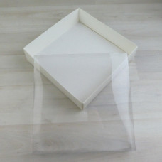 Коробка 200х200х50 белая с ламинацией прозрачная крышка