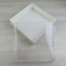 Коробка 200х200х90 белая с ламинацией прозрачная крышка