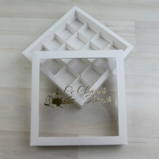 Коробка Паллена 16 с окном тиснение золото Со Светлой Пасхой