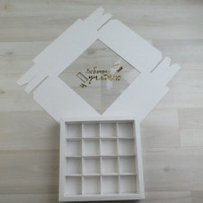 Коробка Паллена 16 белый с окном тиснение 