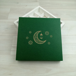 Коробка Паллена 16 конфет, новогодний зеленый, тиснение 