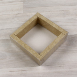 Коробка 1 фигурка (115х115х30мм) крафт с прозрачной крышкой