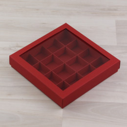 Коробка Нереида 16 с окном красный