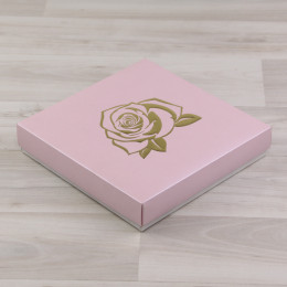 Коробка Паллена 16 конфет, розовый, с рельефным тиснением 