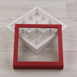 Коробка Паллена 16 с окном красный