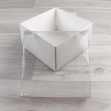 Коробка Атлас белый с прозрачной крышкой