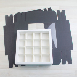 Коробка Паллена 16 с окном черный МИКС