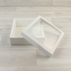 Коробка 150х150х50мм белый крышка белый с прозрачным окном