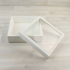 Коробка 180х180х50мм белый крышка белый с прозрачным окном