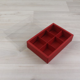 Коробка Карме 6 красный с прозрачным шубером