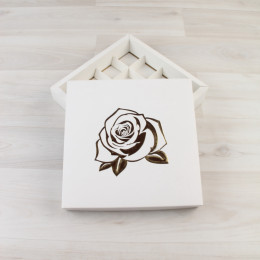 Коробка Элара 16 конфет, белый, с рельефным тиснением 