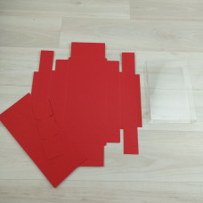 Коробка Карме 6 красный гладкий с прозрачным шубером
