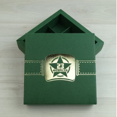Коробка Нереида 9 новогодний зеленый с тиснением 
