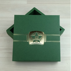 Коробка Нереида 16 новогодний зеленый с тиснением 