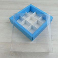 Коробка Арлекин 9 голубой оберон белый разделитель прозрачная крышка
