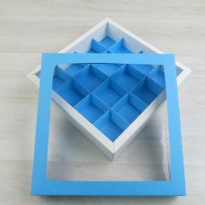 Коробка Арлекин белый 16 разделитель окно голубой Оберон